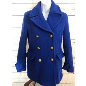 J. Crew Royal Blue Pea Coat with Brass Buttons